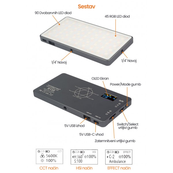 LED lučka za foto - video PANEL R135