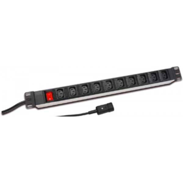 19" kabelski razdelilec C14  10x C13, priklop na UPS, 1U