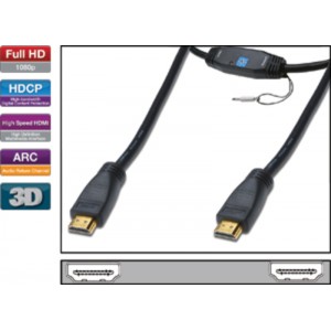 HDMI/A kabel 19 Pol moški - moški z ojačevalcem 20m in mrežno povezavo 4K