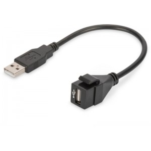 Keystone modul USB 2.0 m - ž za vgradnjo v modularni panel/dozo črn