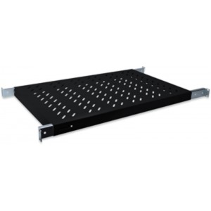 19" polica 1U, za 1000 omaro, nastavljiva po globini od 700 do 900mm, ČRNA (RAL9005)